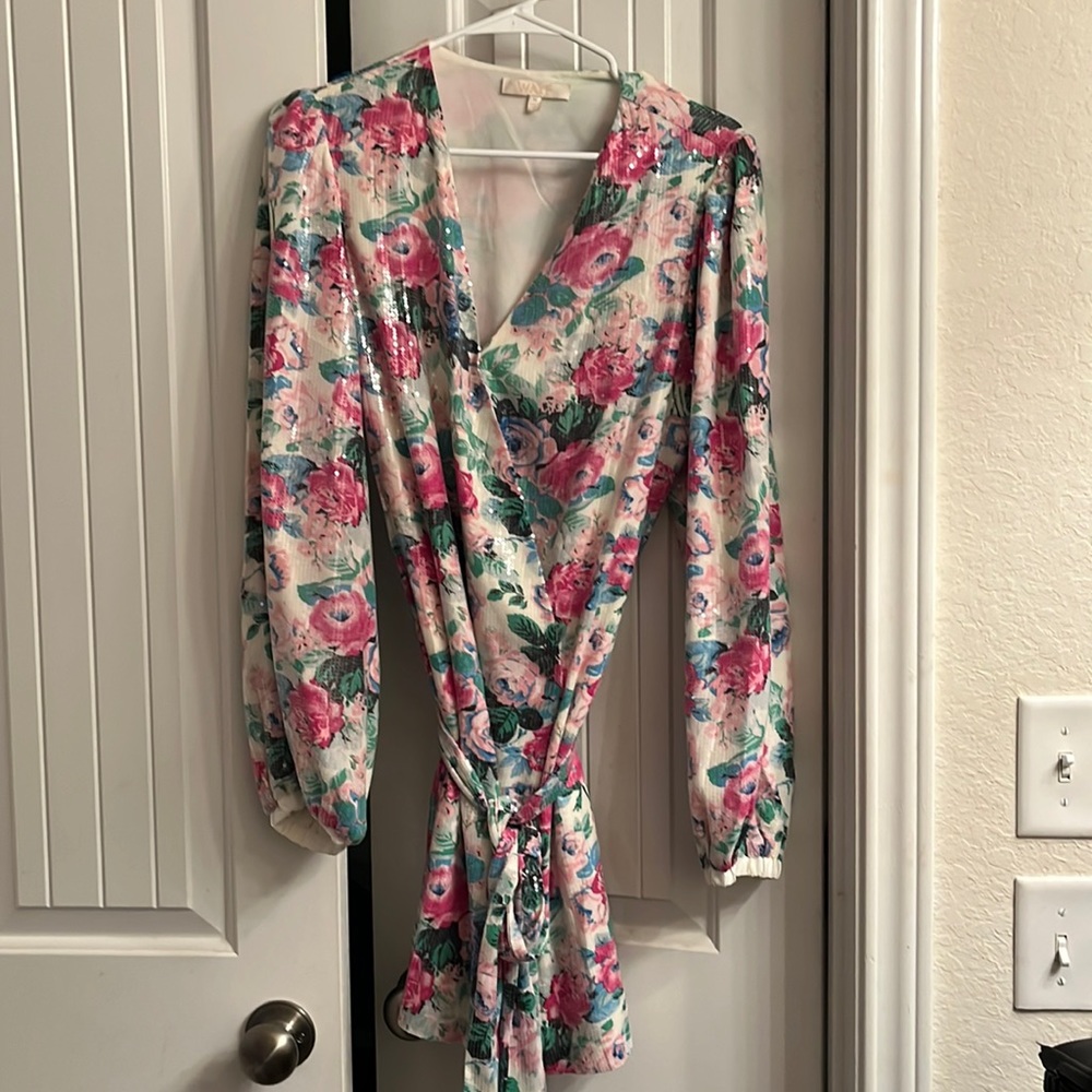 WAYF Multicolor Sequin floral dress